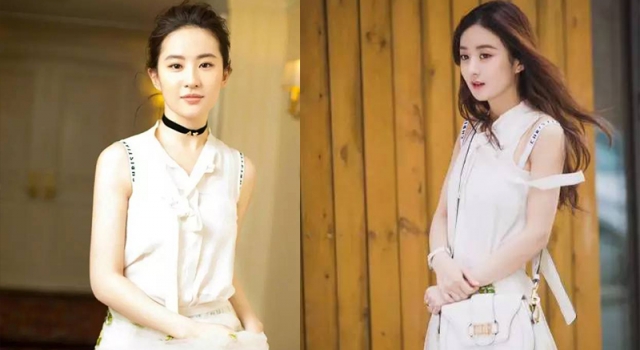 刘亦菲赵丽颖连续撞衫7次 一个仙气,一个甜美难分高下啊