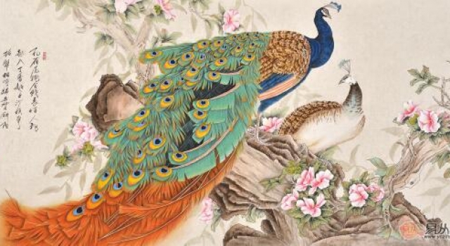 国画孔雀有什么寓意,名家羽墨精美工笔孔雀图欣赏