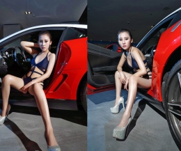 长腿女神车模大秀完美身材 大战骚红法拉利