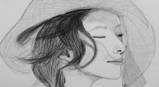 一组小清新素描作品 这个女孩很秀气