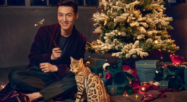 胡歌圣诞变身优雅吸血鬼 欢乐逗猫贵族气质爆棚