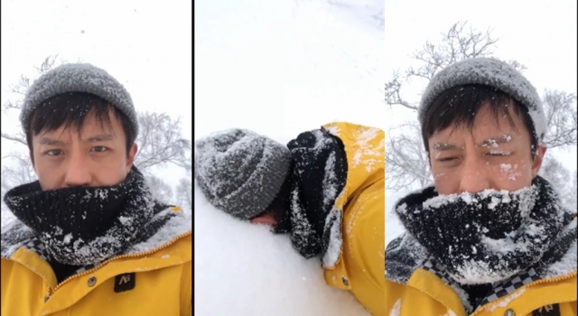 邓超脸埋雪地 这样的冻龄方式你见过吗