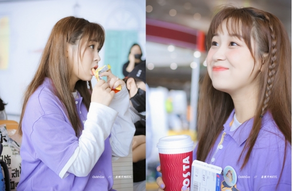 创造101女孩高秋梓机场照 让你看到高秋梓萌萌的一面