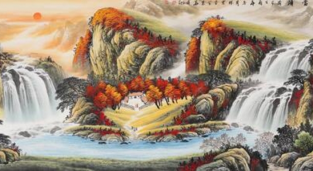 客厅挂装饰画，名家山水点缀家居好趣味