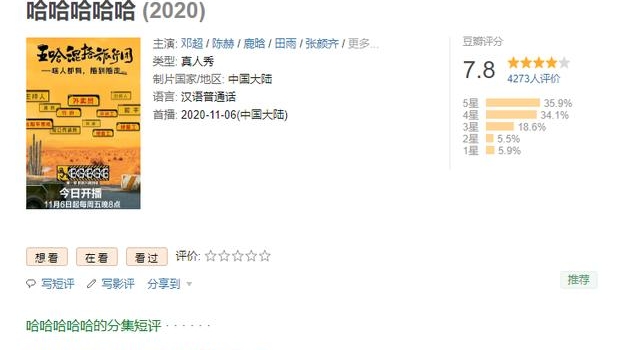 《哈哈哈哈哈》豆瓣评分7.8，差评指向同一个人