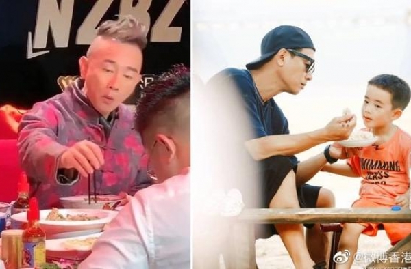 陈小春吃宴席被批没教养，自己扒菜不顾他人感受，对儿子却双标