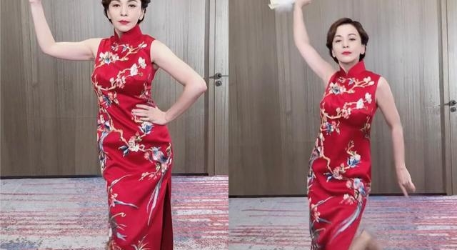 50岁王琳穿旗袍热舞，曲线毕露韵味十足，一旁张庭直接被比下去