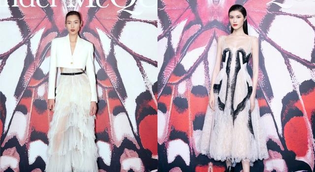 中国两大超模神仙同框！刘雯穿透视裙引发舔屏，何穗肤白如雪好美